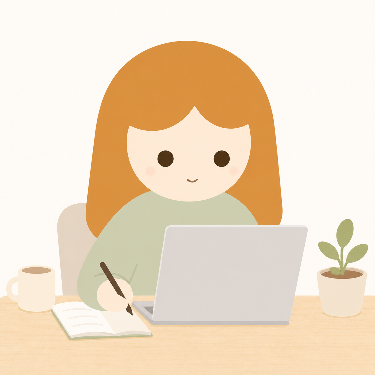 パソコンで作業する人物のイラスト